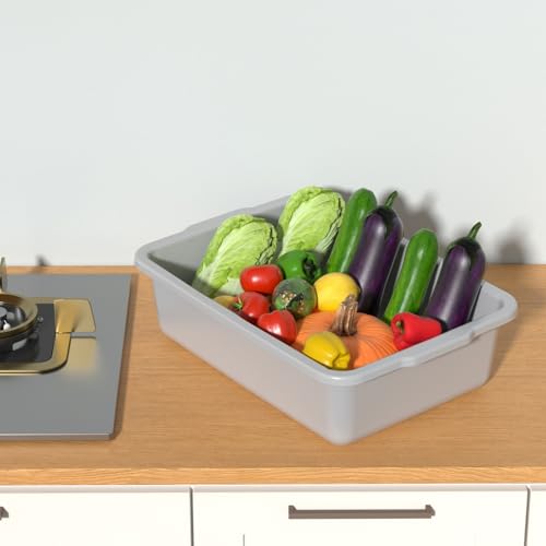 13 L Food Service Bus Tubs, Small Commercial Bus Tub Box, 4-Pack | Light Gray Plastic Wash Basin for Restaurant - size: 13 L