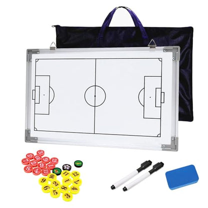 Joyeee Soccer Whiteboard, Large Waterproof Double-Sided Football Coaches Board, Magnetic Full-Court & Half-Court Futsal Ball Dry Erase Board Aluminum Frame, Soccer Training Accessories 17 x 12 Inch