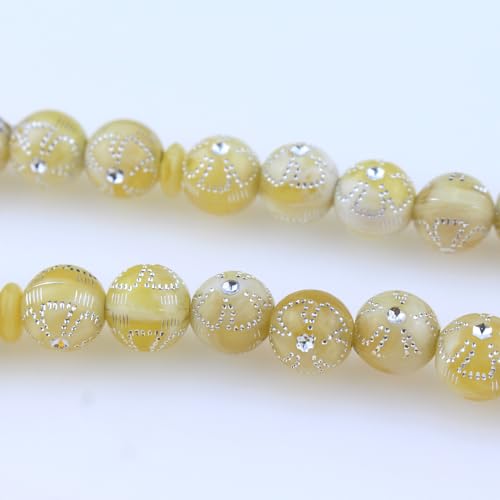 Muslims Islamic 33 Dhikr Tasbeeh Tasbih 기도 비즈, 태슬 달린 베이지 레진 비즈