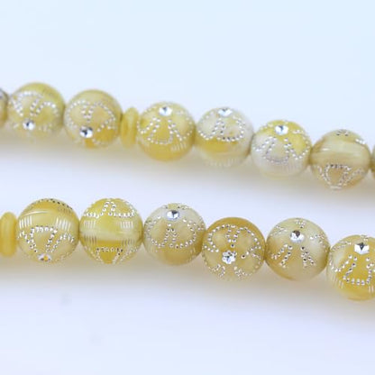 Muslims Islamic 33 Dhikr Tasbeeh Tasbih 기도 비즈, 태슬 달린 베이지 레진 비즈