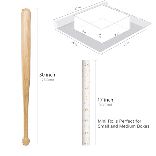 RUSPEPA Eid Wrapping Paper Roll, Mini Roll, White and Gold 3D Embossed Foil Star Design, White Kraft Gift Wrap Paper for Ramadan, Birthday, Wedding, Baby Shower, Holiday, 17 Inches x 16.4 Feet - color: White Gold Foil Star, size: 17 in x 16.4 ft