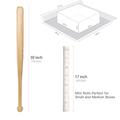 RUSPEPA Eid Wrapping Paper Roll, Mini Roll, White and Gold 3D Embossed Foil Star Design, White Kraft Gift Wrap Paper for Ramadan, Birthday, Wedding, Baby Shower, Holiday, 17 Inches x 16.4 Feet - color: White Gold Foil Star, size: 17 in x 16.4 ft