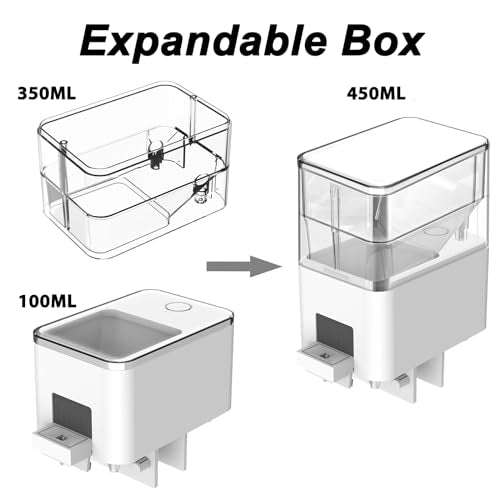 Automatic Fish Feeder Expandable Box Fish Food Storage Box, Removable, Suitable for GEZIEKID WP8621N, WP8621F, WP8622, WP8622L, Transparent Plastic Material, 350ML Large Capacity