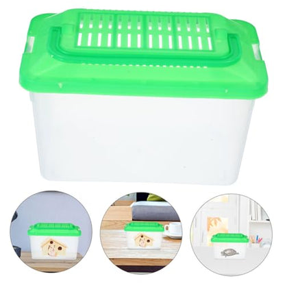 minkissy 2pcs Portable Pet Transport Box for Reptiles and Fish, Medium Green Plastic Turtle Terrarium and Travel Breeding Tank for Small Pets