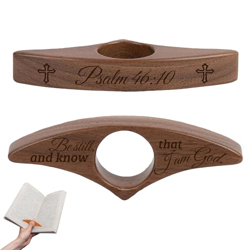 Wooden Book Page Holders for Reading Page Holder for Thumb Inspirational Bible Verse Bible Verse Design Scripture Christian Book Lovers Reading Accessory (Walnut Wood, Psalm 46:10) - color: Walnut Wood, size: Psalm 46:10