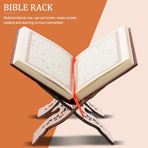 Cabilock Bible Reading Stand and Decorative Book Holder Wooden Desktop Rack for Quran and Bible Display, Desk Book Reading Stand for Religious and Holiday Table Decor