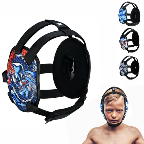 ROAR-INT Kid's Ear Guard BJJ Grappling Head Guard Adjustable Wrestling Headgear for Boys and Girls Earguard MMA Jiu Jitsu (Dragon) - color: Dragon