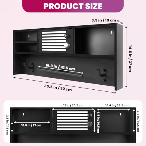 Police Gear Rack, Wall-Mounted Tactical Gear Rack with Password Lock Safe, Metal Frame Police Gear Stand Police Gift Decor with Flag, Ideal for Law Enforcement Equipment Storage
