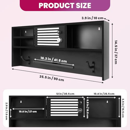 Police Gear Rack, Wall-Mounted Tactical Gear Rack with Password Lock Safe, Metal Frame Police Gear Stand Police Gift Decor with Flag, Ideal for Law Enforcement Equipment Storage
