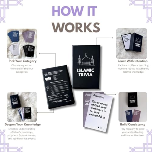Islamic Trivia Card Game, 100+ Questions in 4 Categories, Educational Family Game, Perfect Eid Gift and Ramadan Gift for Muslims