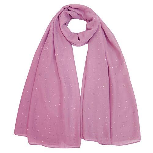 Lina & Lily Solid Shimmer Sparkle Glitters Sheer Maxi Shawl Scarf Hijab Lightweight - color: #26 Light Pink