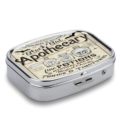 Metal 2 Compartment Pill Organizer Travel Friendly Portable Compact Pill Box Cute Pill Case to Hold Vitamins,Fish Oil,Supplements,Meds,Tablet for Purse,Pocket. (Apothecary) - color: Apothecary