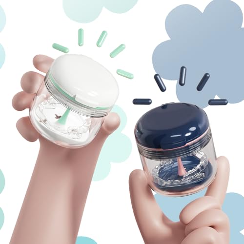 Retainer case, Denture Bath Cup，Retainer Cleaner Case Box,Night Mouth Guard Case Holder,Storage Soak Container with Drain Tray for Travel Cleaning with Mirror and Brush - color: Blue