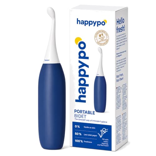 HappyPo The Original Butt Shower - Portable Bidet - The Easy-Bidet 2.0 Replaces Wet Wipes and Shower Toilet - Portable Bum Spray for Travel - Dark Blue - color: Dark Blue, size: Regular (300 ml)