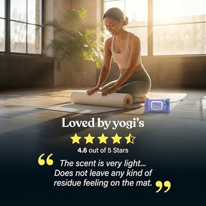 ASUTRA Yoga Mat Cleaning Wipes (Lovely Lavender), 1 (1 Pouch = 30 Wipes) | Pouch (30 Wipes) - No Slippery Residue, Deep-Cleansing for Fitness Gear & Gym Equipment - size: 1 Pouch (30 Wipes)