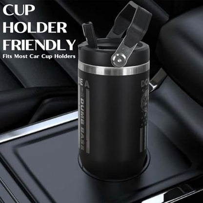 Fisherman Gifts For Men - Cool American Flag Cup - 30oz Insulated Fishing Tumbler with Handle - Fathers Day,Birthday,Christmas Gifts for Dad,Grandpa,Husband,Uncle - color: Black-fishing 01
