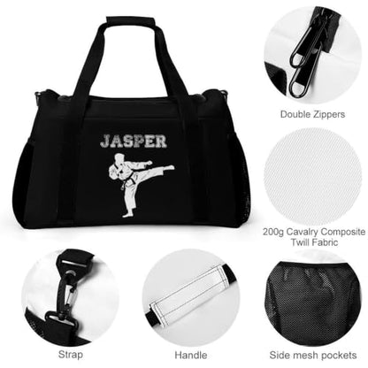 Custom Name Taekwondo Karate Duffle Bag,Personalized Martial Arts Gear Bag for kids Boy Girls,Water-Resistant Sparring Equipment,Black Taekwondo - color: Taekwondo Karate-02