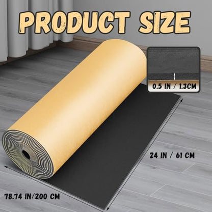 Pangda 1 Piece 78 x 24 x 1/2 Inch Extra Large Marine Foam Roll Closed Cell Rubber with Adhesive Insulation Sheets Lightweight Single Sided Tape Water Weather Resistant for Craft - size: 78 x 24 x 1/2 Inch
