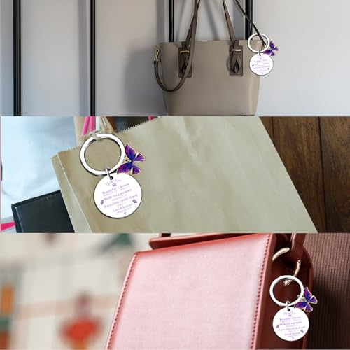 OEHEDOU Purple Gifts Butterfly Gifts For Women Bible Verse Keychain Gifts Christian Gifts For Women Religious Gift For Women Inspirational Item Purple Keychains Inspirational Gift For Women
