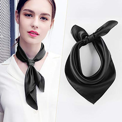 Glamorstar Satin Neck Scarf 6 Packs Square Handkerchief for Women - color: 6 Packs - Black