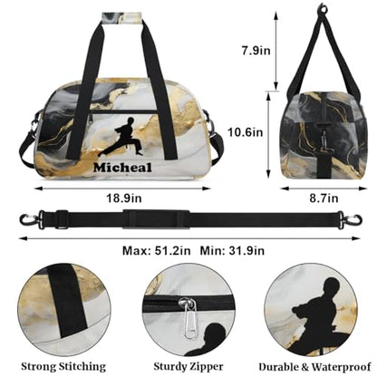Personalized Martial Art Bag Duffel Bag for Girls, Custom Taekwondo Karate Bag Overnight Bags for Travel Weekender Practice Squat - color: Option 14