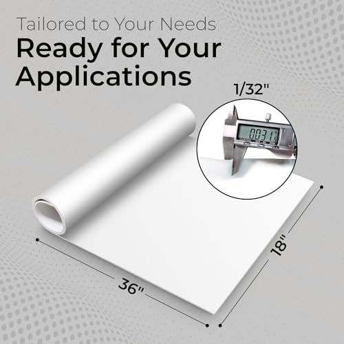 Exactly Rubber White Silicone Sheet, Food Grade - 1/32 x 18” x 36” 60A Durometer, Made in The USA - size: 1/32 x 18 x 36