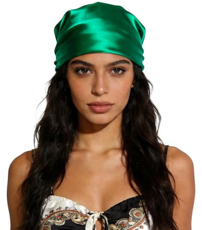 Sumolux Head Hair Scarf for Women 35" Like Satin Silk Scarf Hair Wrapping Night Bandana Large Square Scarves - color: A Solid Green