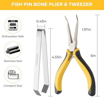 Fish Bone Pliers Tweezers Kit for All Kind of Fish Stainless Steel Deboning Tools 2pcs