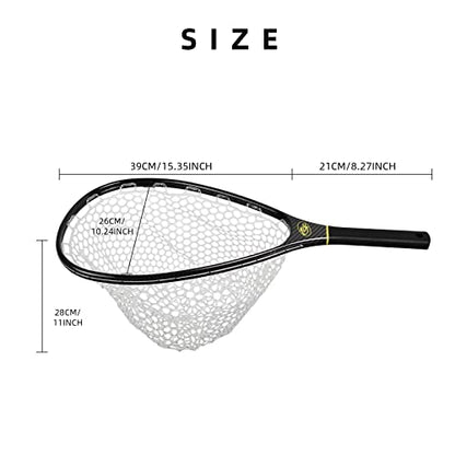 SF Fly Fishing Landing Net Soft Rubber Mesh Trout Net Catch and Release Net - style: Carbon Fiber Combo Small