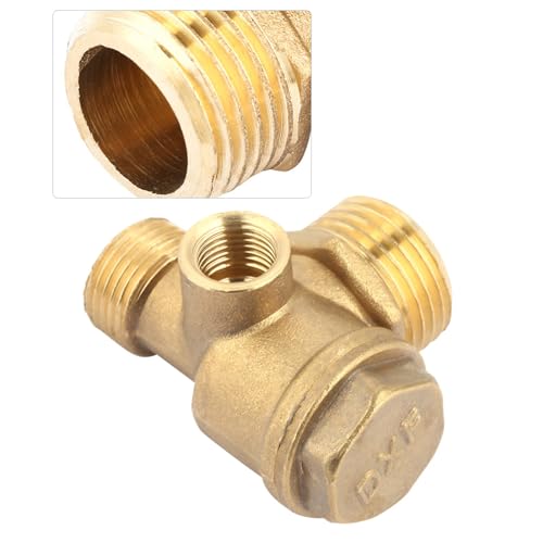 Central Pneumatic Compressor Parts, Air Compressor Check Valve, 3 Port Brass Air Compressor Male Threaded, for Tube Connector Tool