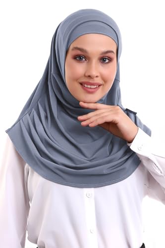 ihvan online, Hijab Scarves for Women, Ready to Wear, Lightweight and Comfortable Headscarf, Instant Turban, Jersey, Presewn - color: Grey