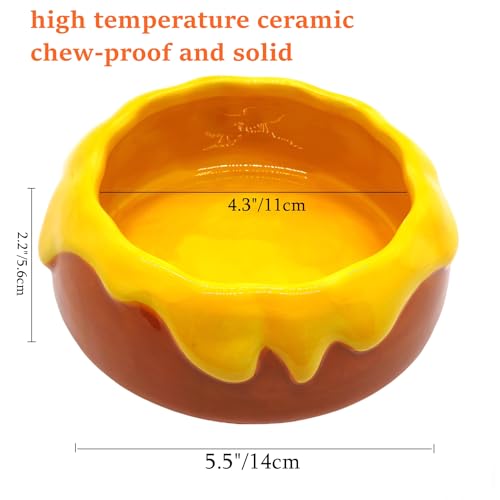 M2cbridge Ceramic Pudding Hamster Food Bowl Feeding Dish Water Bow for Guinea Pig Hedgehog Small Animal(Orange) - color: Orange