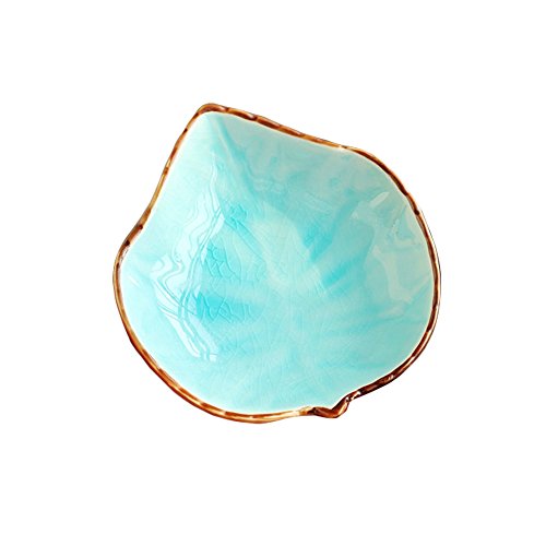 WAIT FLY Lovely Grape Leaves Shaped Ceramics Seasoning Dishes/ Tea Bag Holders/ Ketchup Saucer/ Appetizer Plates/ Vinegar Spice Salad Soy Sushi Wasabi Seasoning Dipping Bowls, Set of 3 - color: Grape Leaf
