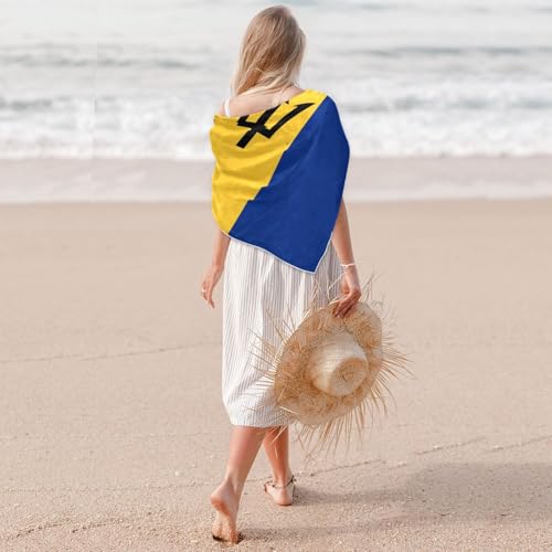 Bandana Square Head Scarf for Women Satin Hair Wrap Fashion Headband 27" - color: Barbados Flag