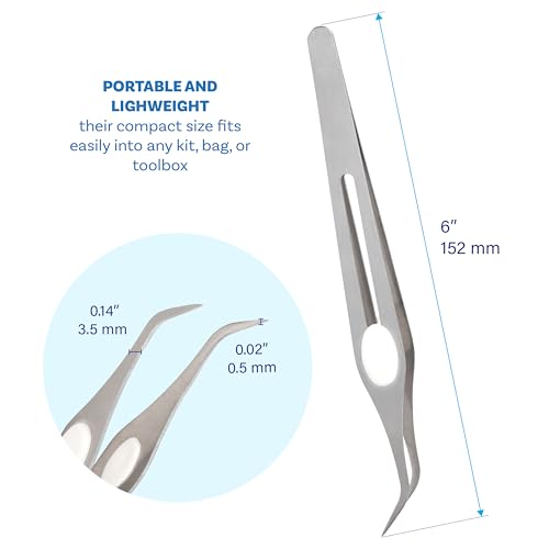 The Beadsmith Angled Precision Tweezer – Multipurpose Stainless Steel Tool w/Curved Tip & Cushion Grip, 6 Inches