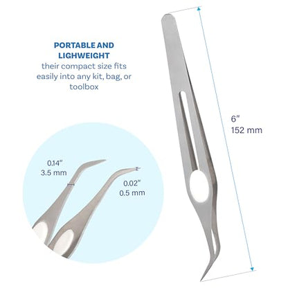 The Beadsmith Angled Precision Tweezer – Multipurpose Stainless Steel Tool w/Curved Tip & Cushion Grip, 6 Inches