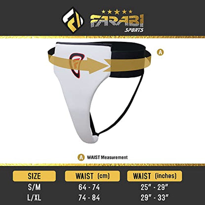 Farabi Female Groin Guard Boxing MMA Muay Thai Kickboxing Martial Arts Defense Fight Basketball Volleyball Football Hockey ice Hockey Cricket Athletics Combat L Guard Groin Protector. - color: White