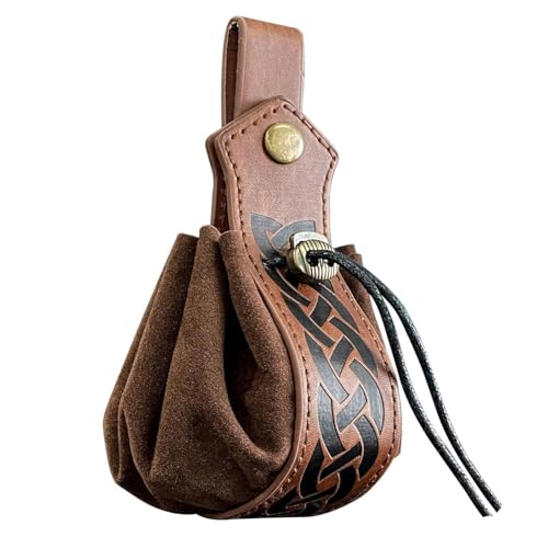 Belt Pouch Waist Bag Fanny Pack Medieval Vintage Leather Pouch Cellphone Holder Holster Carry Belt Purse Pocket Casual Hiking Festival Renaissance Faire Costume Props Travel Wallet (1-Small Brown) - color: 1-Small - Brown