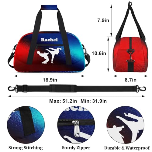 Personalized Martial Art Bag Duffel Bag for Girls, Custom Taekwondo Karate Bag Overnight Bags for Travel Weekender Practice White Battle - color: Option 2
