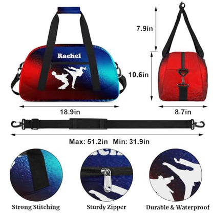 Personalized Martial Art Bag Duffel Bag for Girls, Custom Taekwondo Karate Bag Overnight Bags for Travel Weekender Practice White Battle - color: Option 2