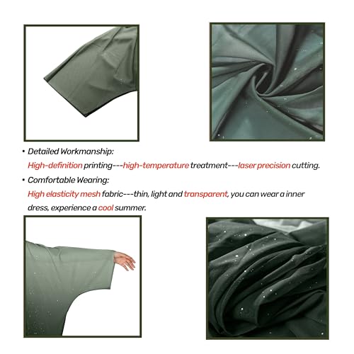Muslim Women Abaya Gradient Flash Cardigan Sequin Robe with Hijab | Gradient Color, Flash Sequin, Scarf Hijab - color: 아미 그린., size: S