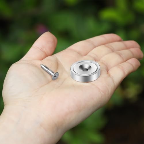 Neosmuk Silver Magnets with Screws,60lbs+ Heavy Duty Rare Earth 4 Pack - color: Silver, size: 60 lb