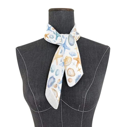 Bolaz Women's Square Silk Hair Scarves and Wraps Headscarf Abstract Head Neck Scarf Bandana 24inch - color: Cute Seashells Starfish