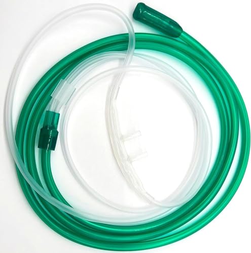 ResOne 25Ft High Flow Adult Oxygen Nasal Cannula 1-Pack - Soft Curved Prongs, Crush-Resistant Tubing - Oxygen Concentrator Supplies - Soft Curved Nose Piece, Standard Size, 15 LPM - color: Green, size: 25Ft_1Pk