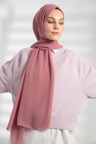 Chiffon Hijab Scarf For Women - Made in Turkiye - color: Dusty Rose