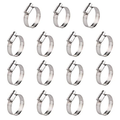 Winlong 1 1/2'' Stainless Steel Hose Clamps, 15PK SAE 24 Worm Gear 1.5'' Hose Clamps Adjustable 1 inch-2 Inch (25-51mm) for Automotive Plumbing, 1 1/2’’, 1 3/4'', 1 1/4’’ - size: SAE#24 (1" ~ 2") 15PK