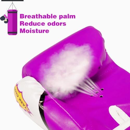 CKE Kids Boxing Gloves for Kids Boys Girls Junior Youth Toddlers Age 5-12 Years Training Boxing Gloves for Punching Bag Kickboxing Muay Thai - color: Purple