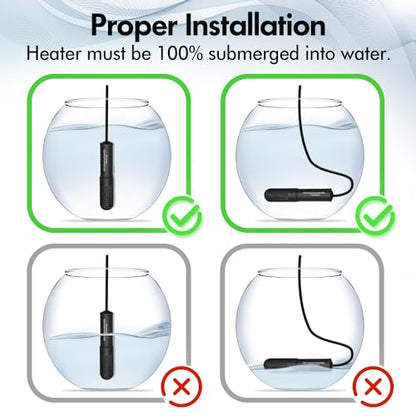 Orlushy 25W Small Submersible Aquarium Heater, Constant Temperature Betta Fish Tank Heater of 78℉for 1-6 Gallons Freshwater & Saltwater Tanks - size: 25W