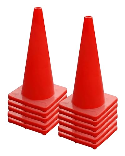 Versatyle Heavy Duty Agility Training Cones (2 in, 6 in, 9 in, 12 in, 28 in) for Sports, Kids Coaching, Multipurpose Field Marker Cones, Soccer, Basketball Drills, Bike, Motorcycle, Traffic Training - style: 28in, Orange