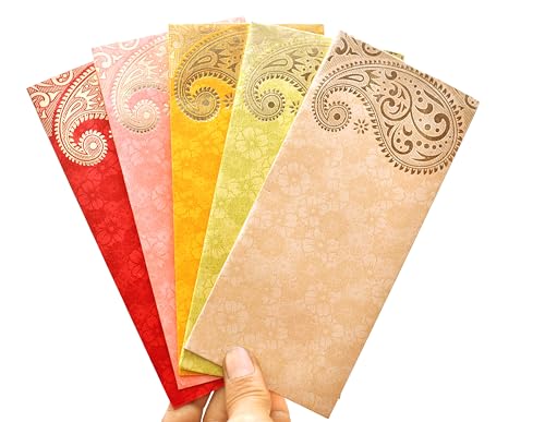 Elegant Money Gifting Envelopes Pack of 25 Cash Holder Designer Lifafa for Weddings, Invitations, Gift of Prosperity Multi Color